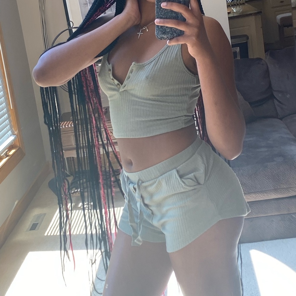 Navy green Cute! Comfortable 2 piece Set